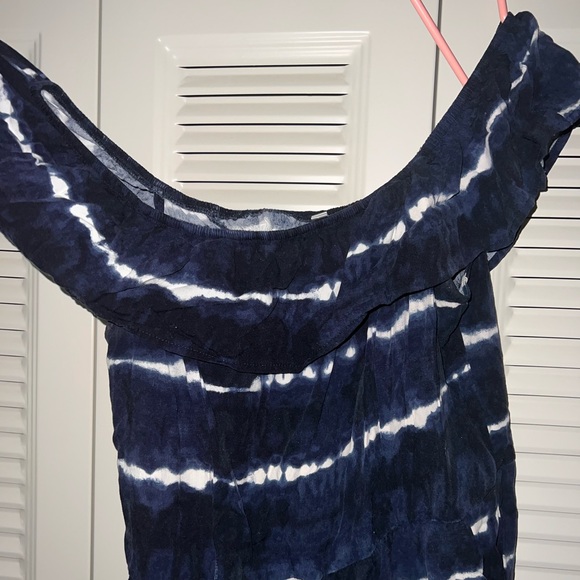 Xhiliration Blue and White Romper - Picture 3 of 5